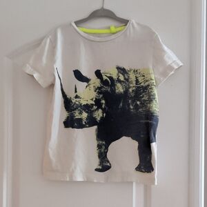 Mini Boden Rhino Graphic T-Shirt - Cream & Black